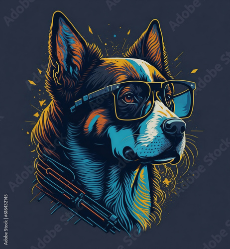 dog wearing glasses and headphones, create with Generative Ai