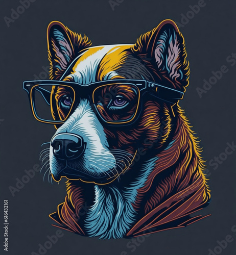 dog wearing glasses and headphones, create with Generative Ai