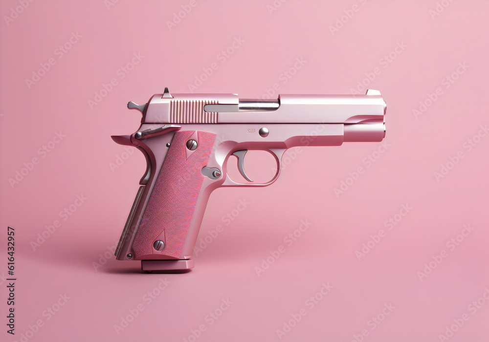 pink handgun isolated on plain studio background made with generative ai pink handgun isolated on plain studio background made with generative ai