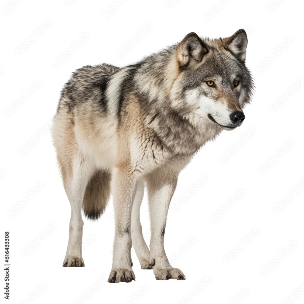 wolf isolated on transparent background cutout