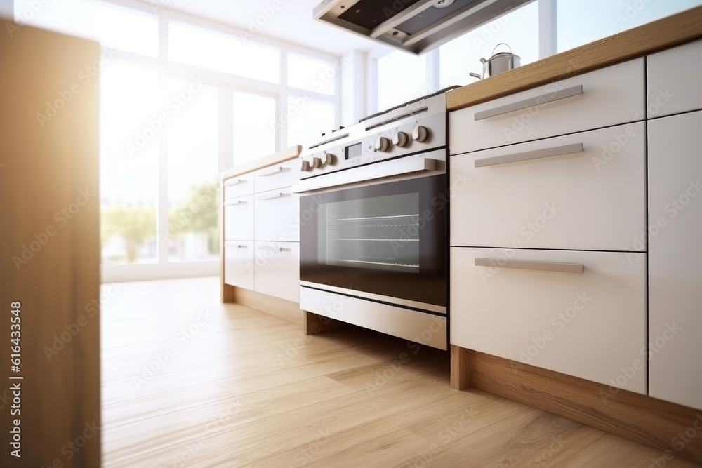 Fototapeta premium Interior of modern comfortable kitchen, AI generated