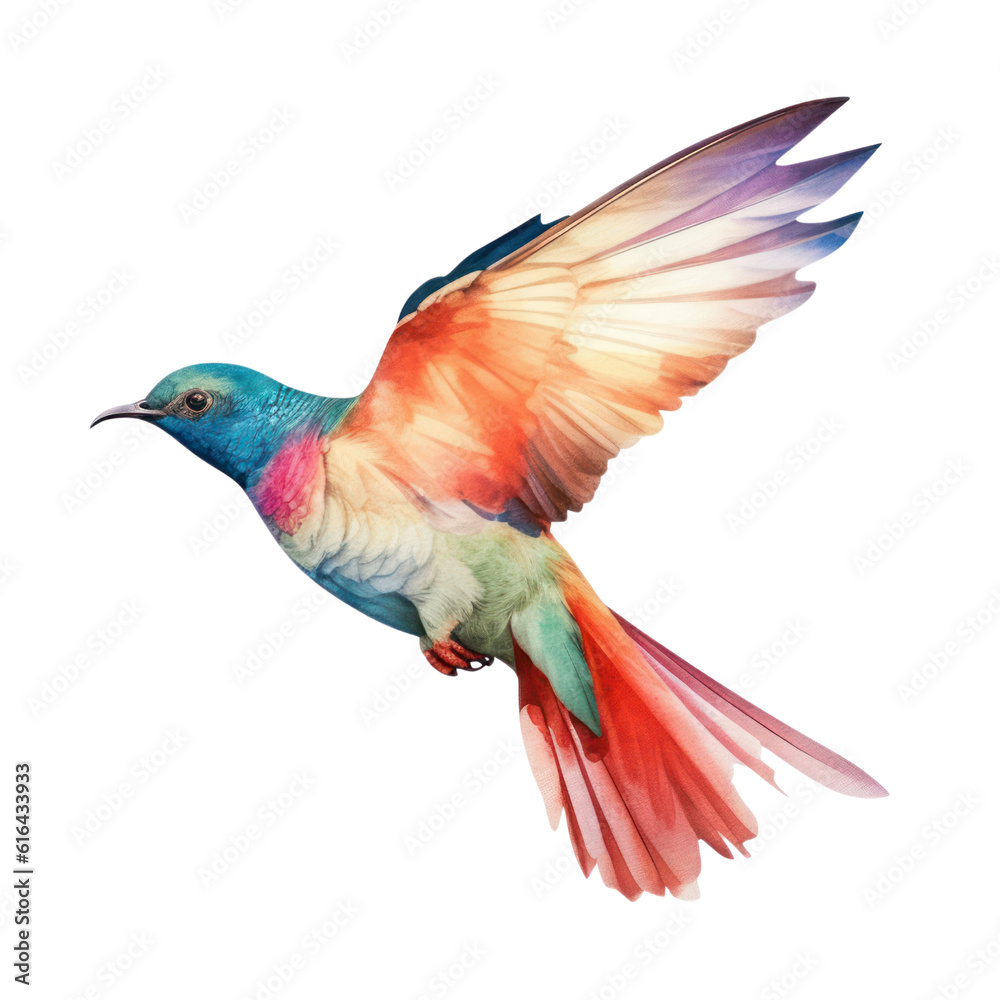 bird watercolor isolated on transparent background cutout