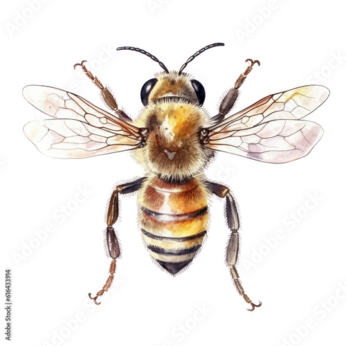 bee watercolor isolated on transparent background cutout