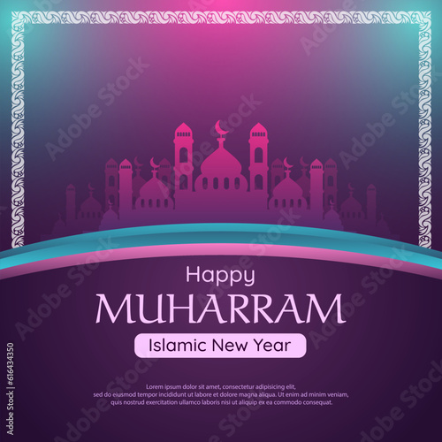 Happy Islamic new year muharram greeting card design