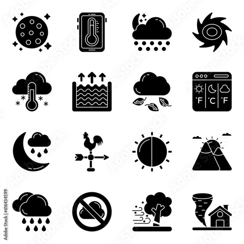 Set of Meteorology Solid Icons

