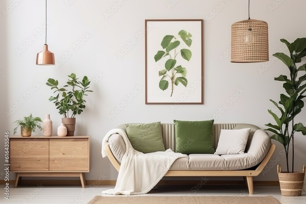 Modern living room interior design and concrete texture wall background ...