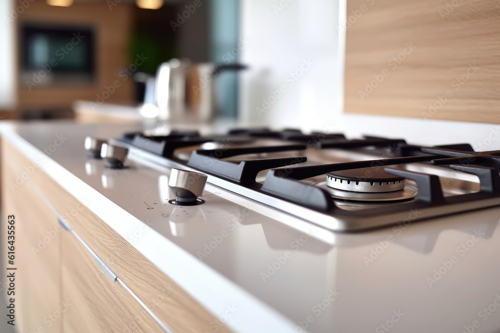 Gas stove close-up. Home and cooking concept AI generated Gas stove close-up. Home and cooking concept AI generated