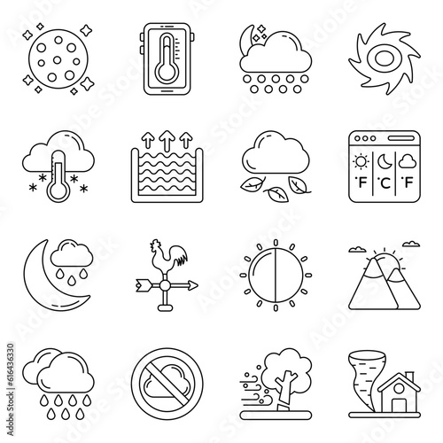 Set of Meteorology Linear Icons

