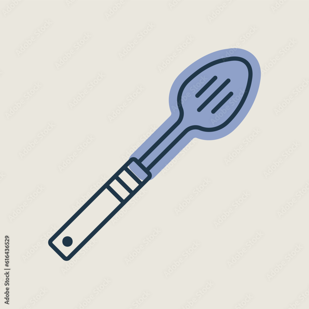 Spoon for draining vector icon. Kitchen appliances Spoon for draining vector icon. Kitchen appliances