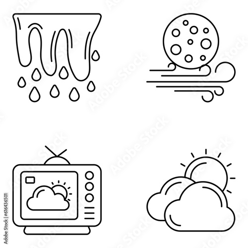 Set of Weather and Meteorology Linear Icons