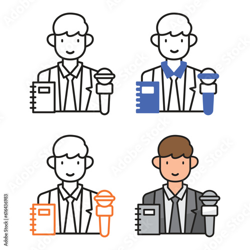 Journalist avatar icon design in four variation color