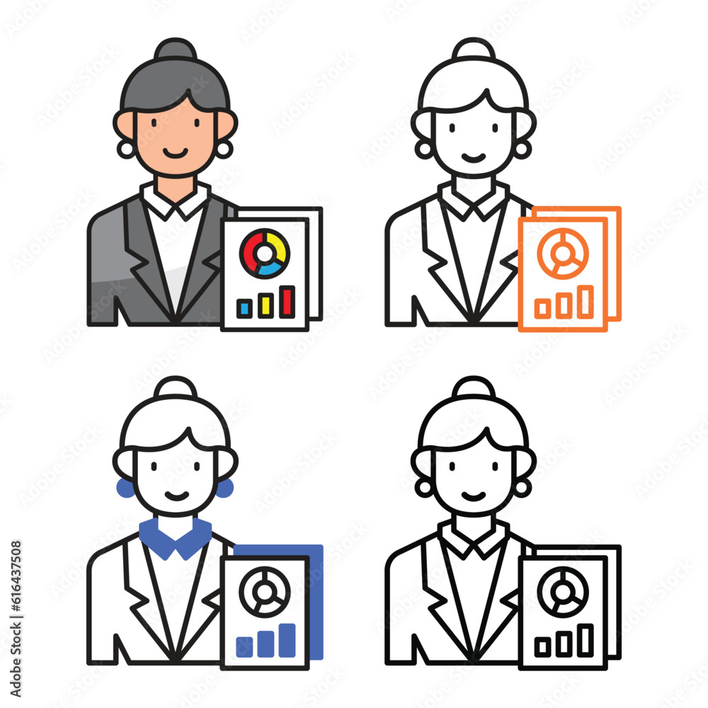 Accountant avatar icon design in four variation color Accountant avatar icon design in four variation color