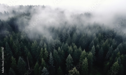 Lush Rainforest with morning fog