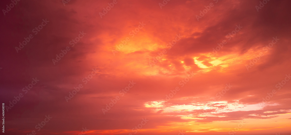 Amazing Sunset and sunrise.Beautiful african red and orange sunset with silhouettes of acacia trees and sun setting on the horizon.