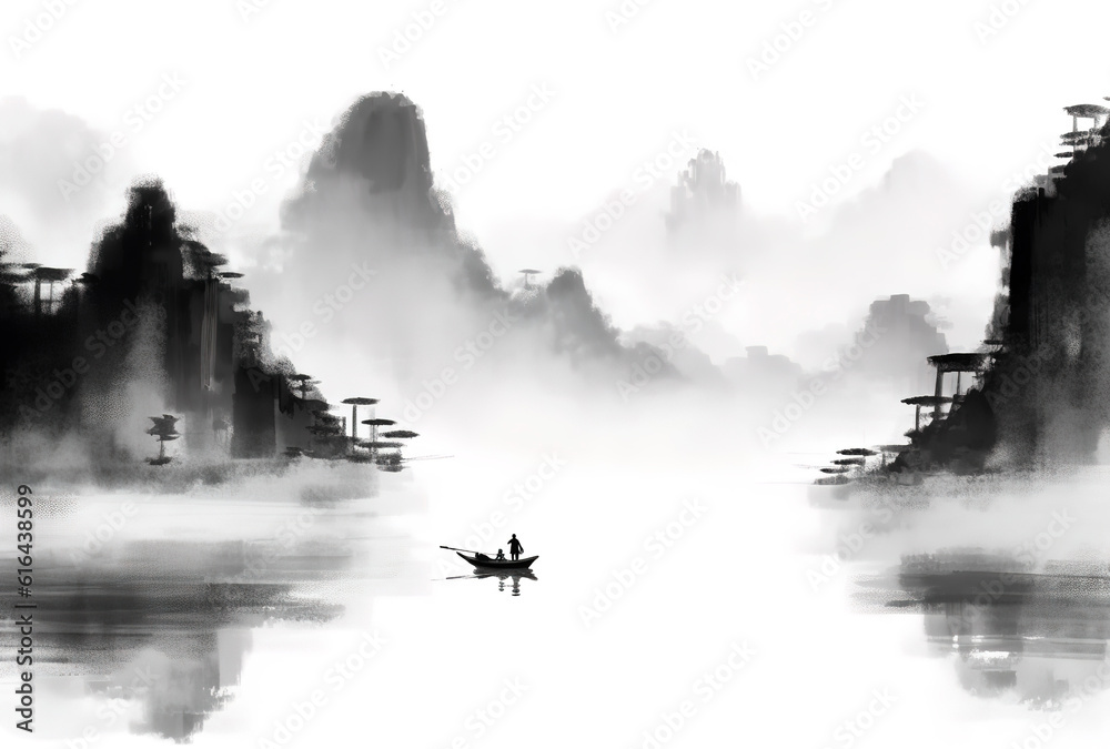Chinese landscape ink painting
