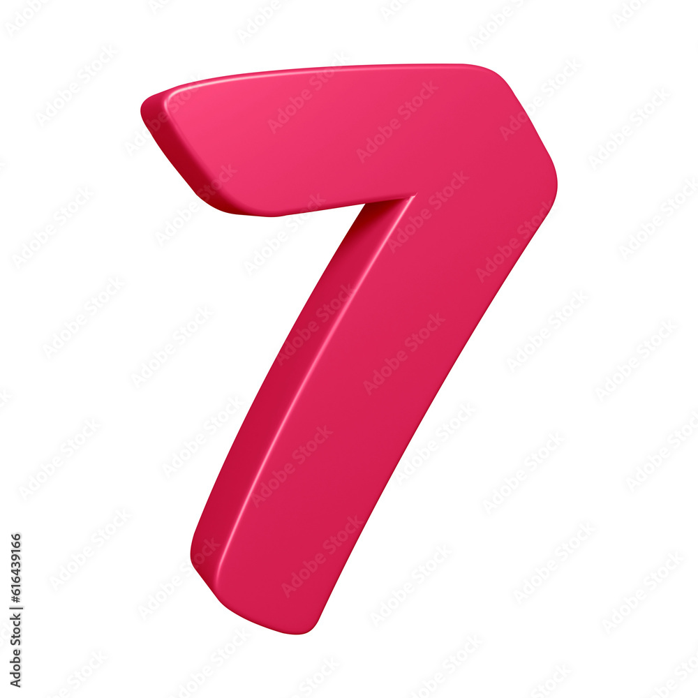 3d pink number 7 design for math, business and education concept 3d pink number 7 design for math, business and education concept