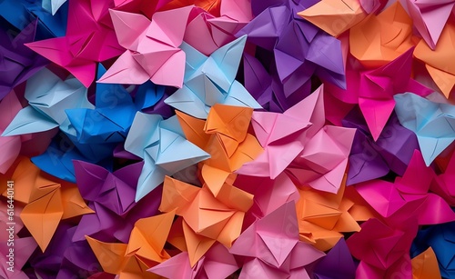 Colorful origami paper abstract wallpaper background. Generative AI.
