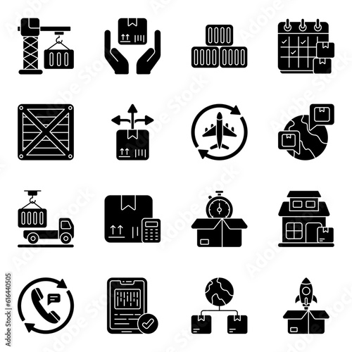 Pack of Logistic Delivery Solid Icons 

