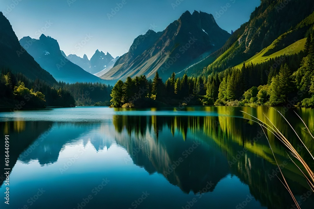 reflection of lake generated Ai