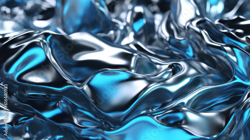 A close up of a blue melted metal surface