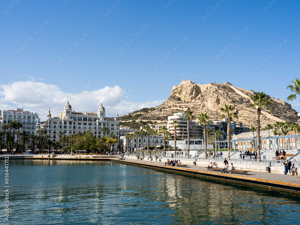 View of port of Alicante, Valencian Community, Spain.