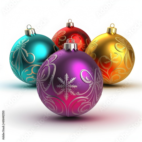 Colorful Christmas Balls png white background generative ai 