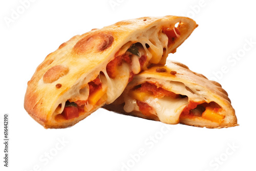 Calzone Pizza Isolated on a Transparent Background. AI