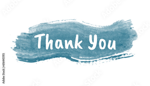 thank you lettering, thank you card, ready to print, vector hand drawn lettering, banner, borderline, white lettering on prussian blue watercolour splash background 