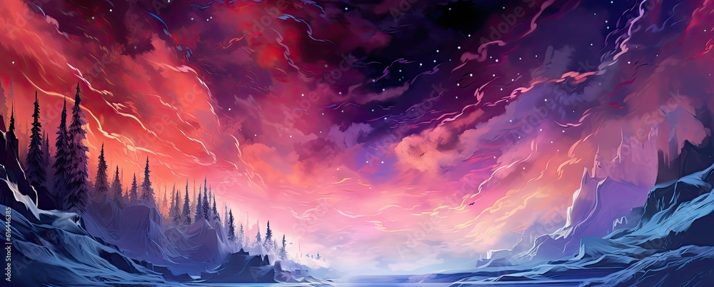 wintry cosmic landscape through this mesmerizing abstract painting
