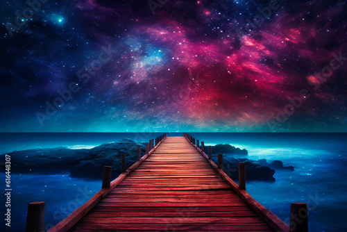 a pathway to heaven through the sky and stars