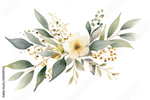 Watercolor Illustration of White Floral. Generative AI. 