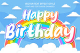 happy birthday baby children typography editable text effect font style template cute background design