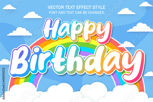 happy birthday baby children typography editable text effect font style template cute background design