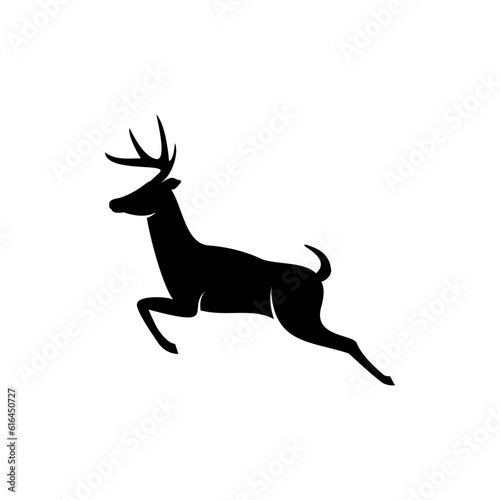 jumping deer icon illustration, simple deer logo design