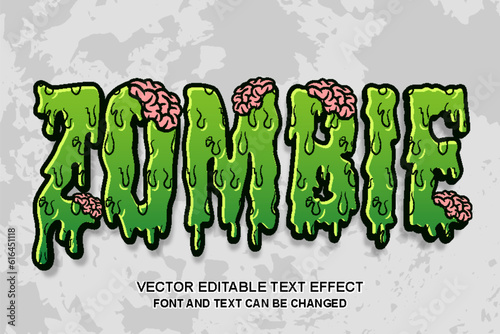 zombie attack melting cartoon style typography lettering editable text effect font style template design background
