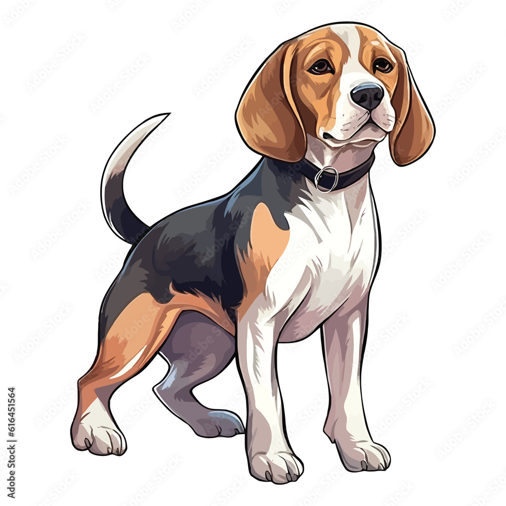 Loyal and Devoted: 2D Artwork Showcasing a Charming Beagle Loyal and Devoted: 2D Artwork Showcasing a Charming Beagle