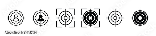 Target audience icon. Target, aim, focus, shoot of people icon symbol in line and flat style on white background with editable stroke for apps and websites. Vector illustration EPS 10