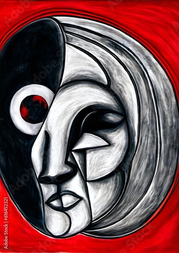 Abstract human face, yin ya...
