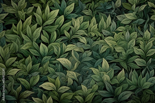 Green leaves pattern background. Top view. High resolution photo. Full depth of field.generative ai.