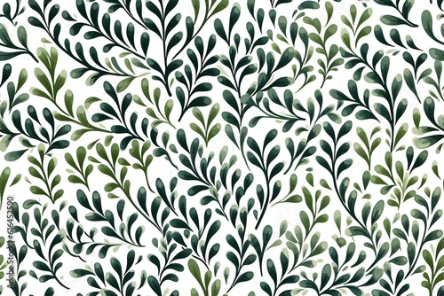 Watercolor seamless pattern with green leaves. Hand-drawn illustration.Generated ai