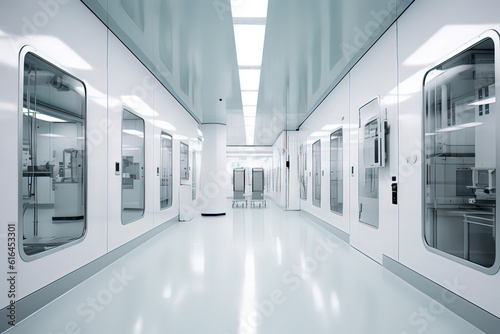 Internal and equipment of modern pharmaceutical factory R D center. AI technology generated image