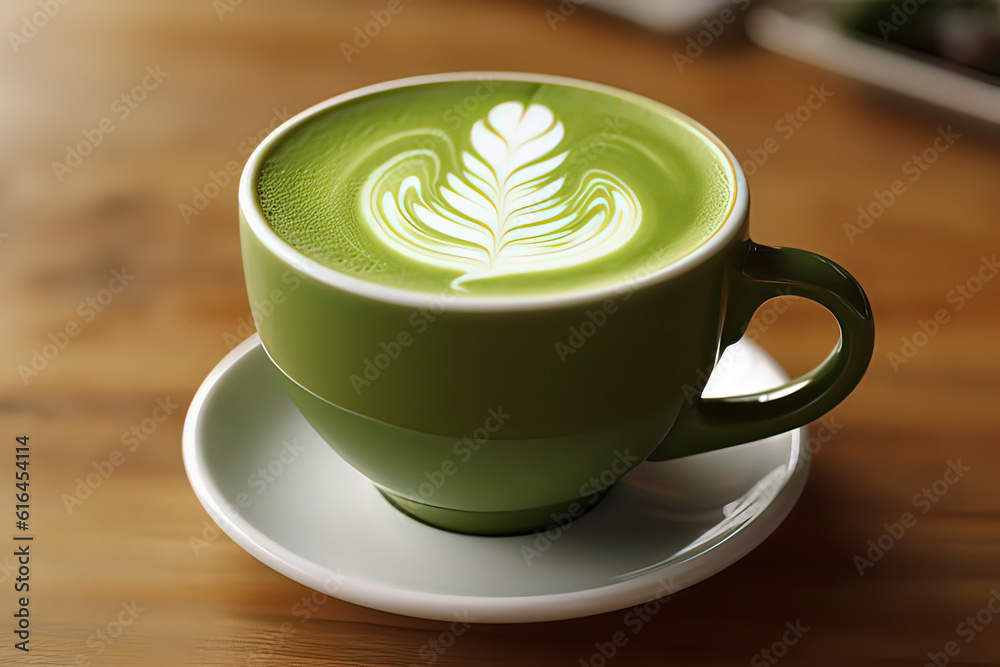 Delicious Green Tea Latte. AI technology generated image Delicious Green Tea Latte. AI technology generated image