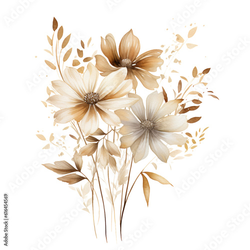 Brown Wildflower Watercolor Clip Art  Watercolor Illustration  Flowers Sublimation Design  Flower Clip Art
