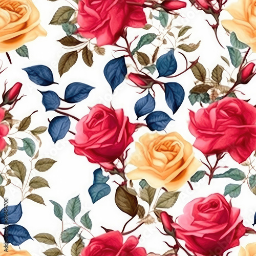 Vibrant Rose Watercolor Seamless Patterns  Floral Sublimation for Tumblers  Scrapbooks  and Wallpaper Generative AI 003