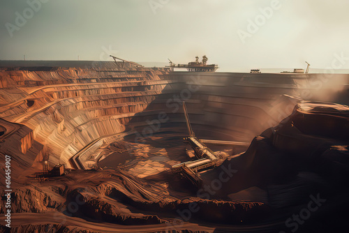 Iron ore mines. AI technology generated image photo