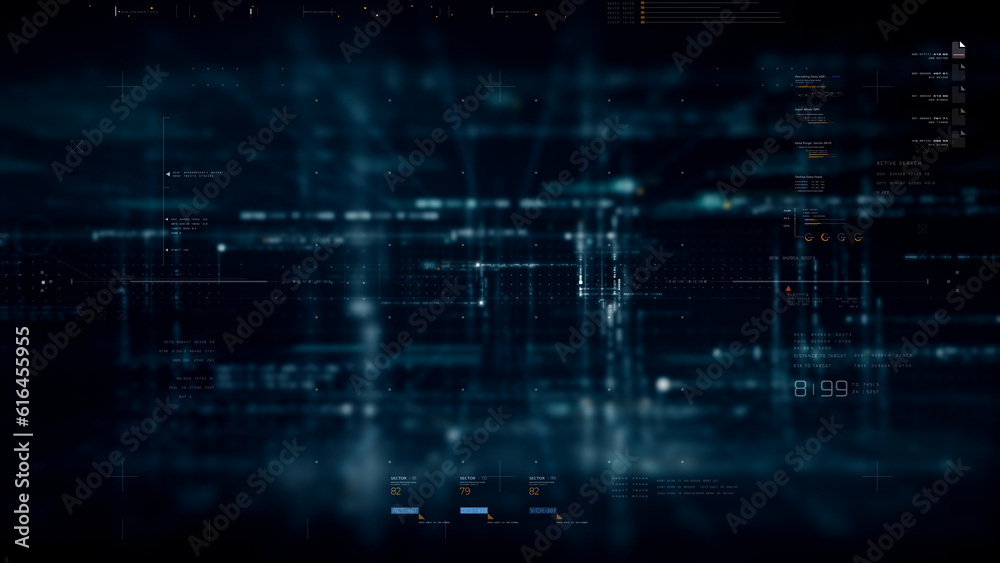 Advance data matrix, telemetry and encrypt numbers simulation user interface display in cyber space abstract de-focus environment background Advance data matrix, telemetry and encrypt numbers simulation user interface display in cyber space abstract de-focus environment background