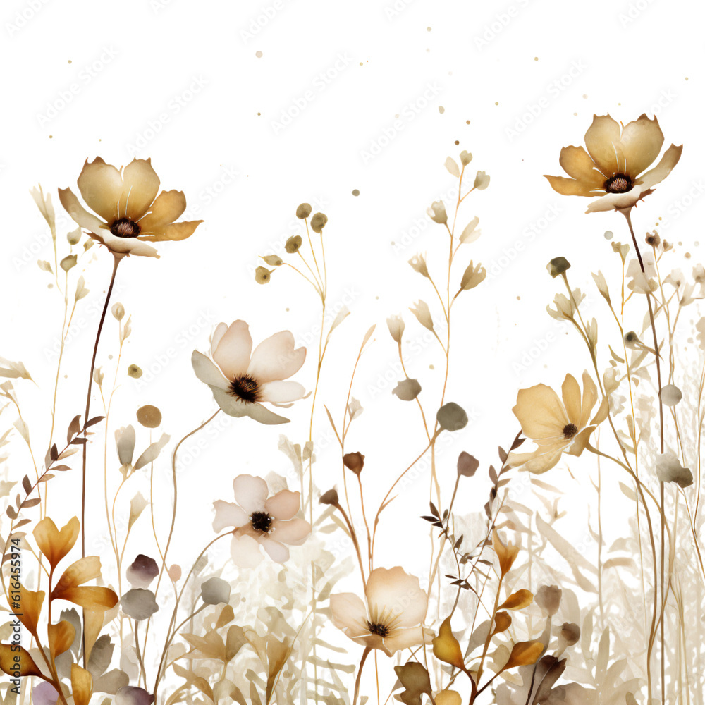Brown Wildflower Watercolor Clip Art, Watercolor Illustration, Flowers