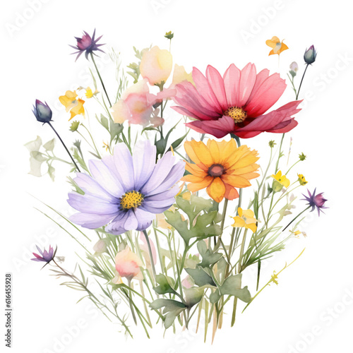 Wildflower Watercolor Clip Art, Watercolor Illustration, Flowers Sublimation Design, Flower Clip Art © TasaDigital