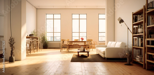 white living room with wooden floor