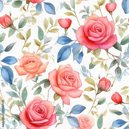 Vibrant Rose Watercolor Seamless Patterns  Floral Sublimation for Tumblers  Scrapbooks  and Wallpaper Generative AI 002